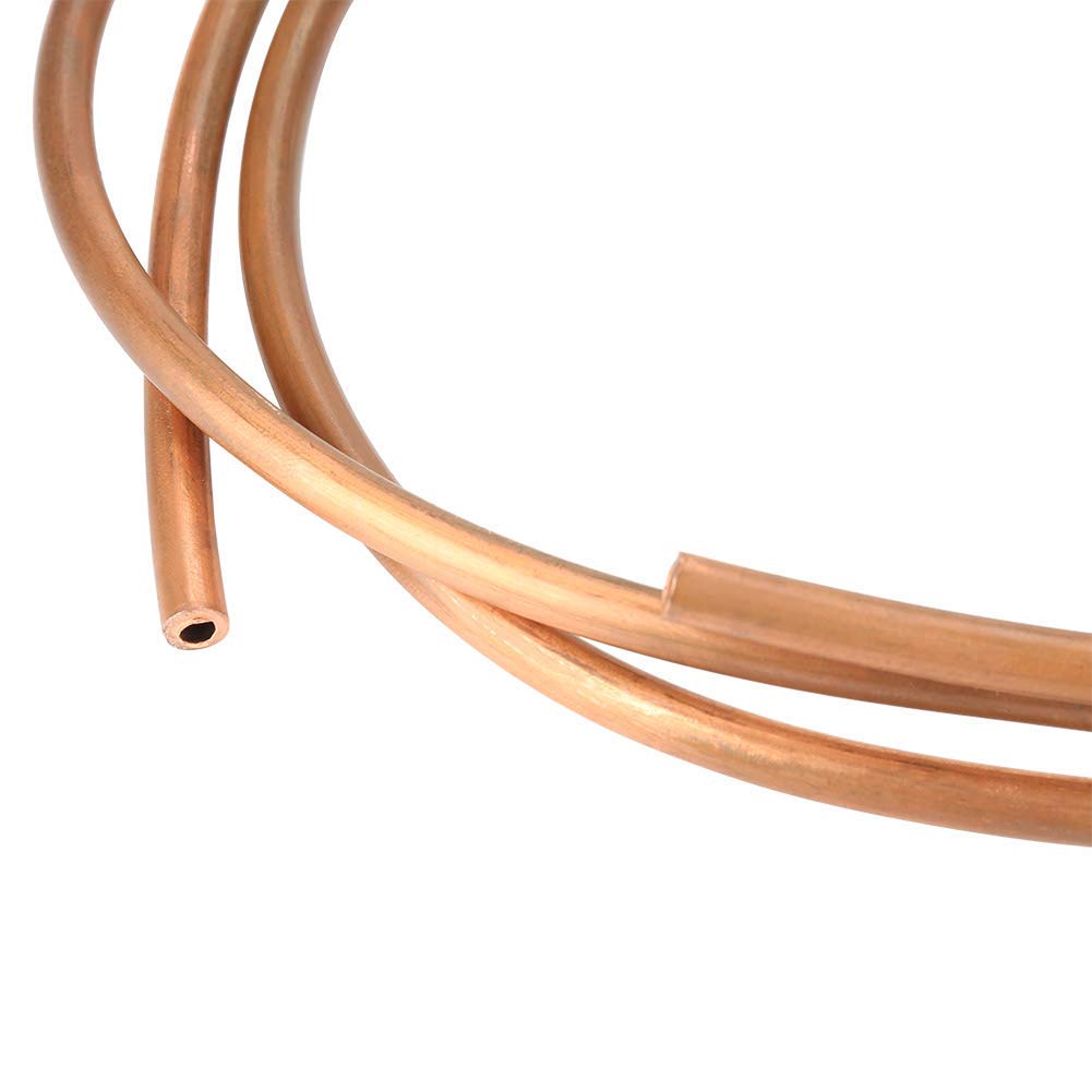 Tubo de cobre crudo, 2 m, tubo de cobre enrollado, diámetro exterior de 6 mm, diámetro interior de 4 mm, espesor de 1 mm, tubo de manguera, tubo de cobre blando para tuberías de refrigeración