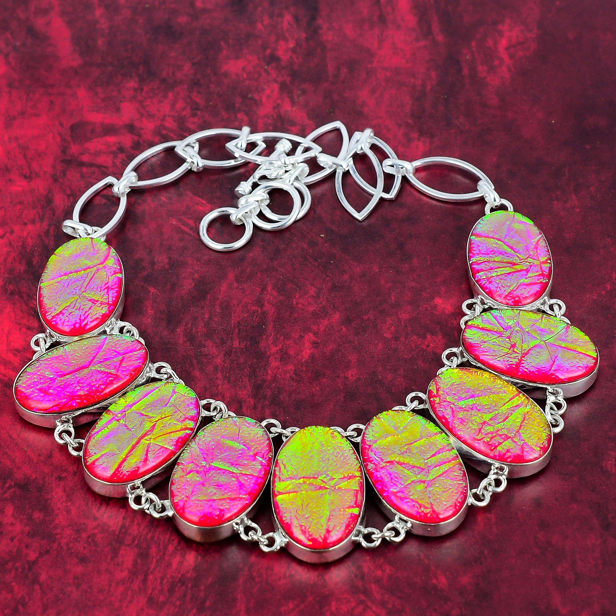 

Ожерелье из розового австралийского тройного опала, ювелирные изделия ручной работы из стерлингового серебра 925 пробы с драгоценными камнями, регулируемое ожерелье-цепочка Уникальный дизайн ювелирных изделий Adjustable with 18 inches розовый