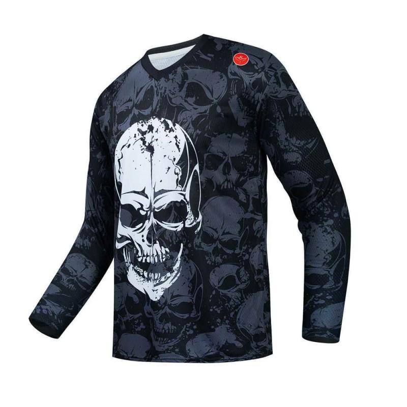 Personalized Skull-headed Downhill Suit Breathable Quick-dry Mountain Cross-country Motorcycle Riding Long-sleeved T-shirt Bicycle Shirt