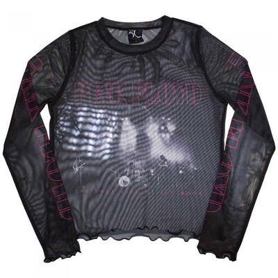 Womens/Ladies Live Band Mesh Long-Sleeved Crop Top