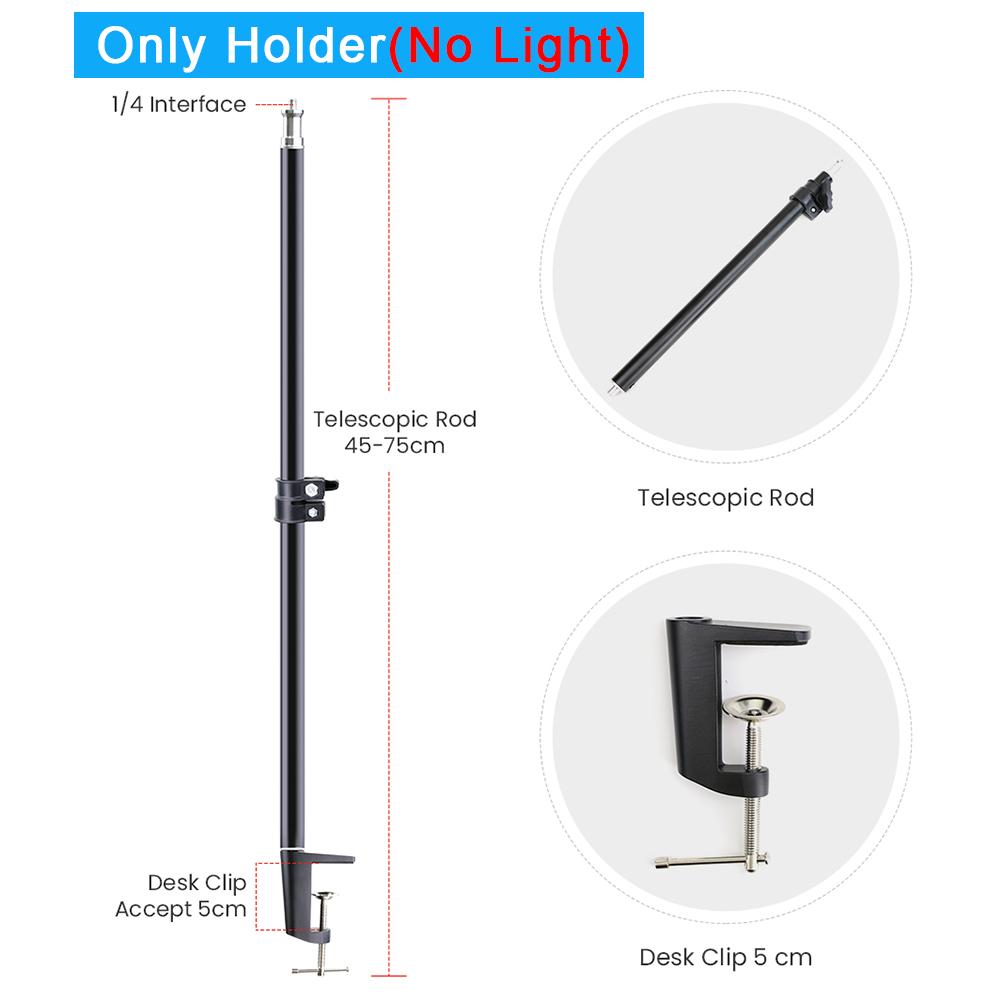 Dimmable LED Video Light With Monopod Mount Bracket Photography Lighting 155W Lamp Bulb EU E27 Base For Photo Studio Live Stream