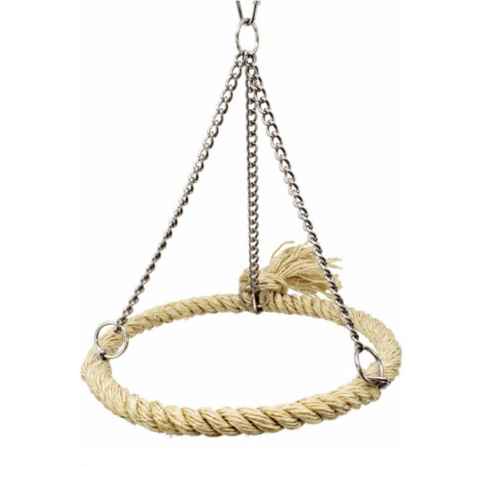 Bite Resistant Bird Rope Ring Swing Toys Metal Parrit Swing Stand Bird Hammock Perch  Home