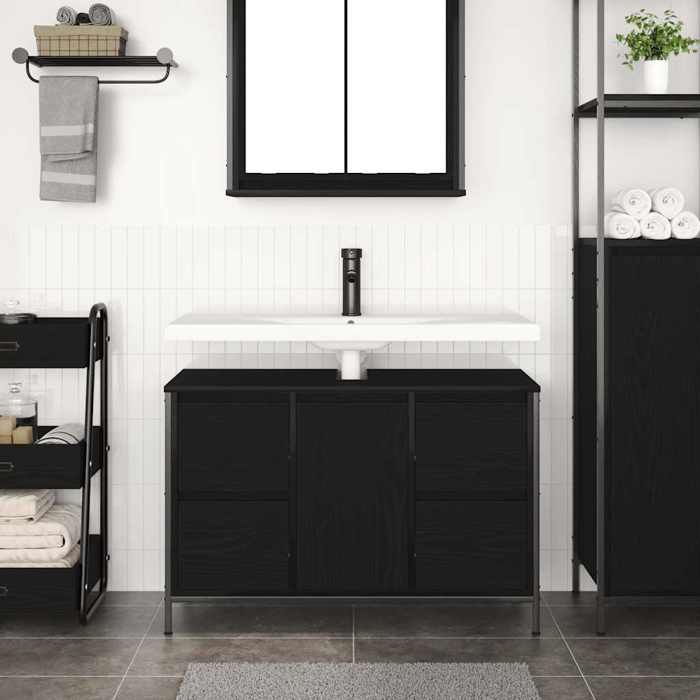 VidaXL Vanity Unit with Drawers Black Oak 90x34.5x60 Cm, Bathroom Vanity Unit, Bathroom Under-Sink Cabinet 861887