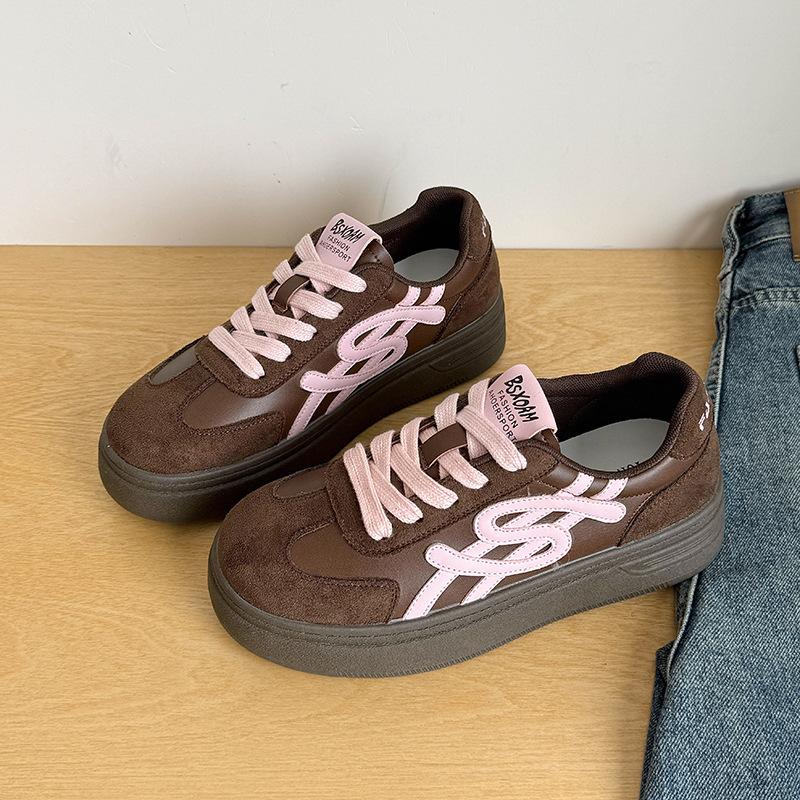 

Dexun shoes women s 2025 new autumn casual platform heightening Forrest Gump shoes student niche retro board shoes trend 35 коричневый