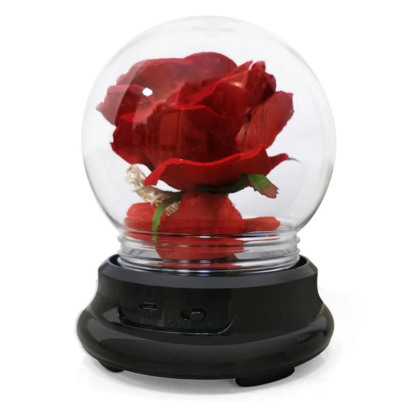 Mother Day Gift Dried Flowers Eternal Real Rose Home Decor with LED In Glass Dome Valentine's Day Gift Rose Round Lamp Ornaments