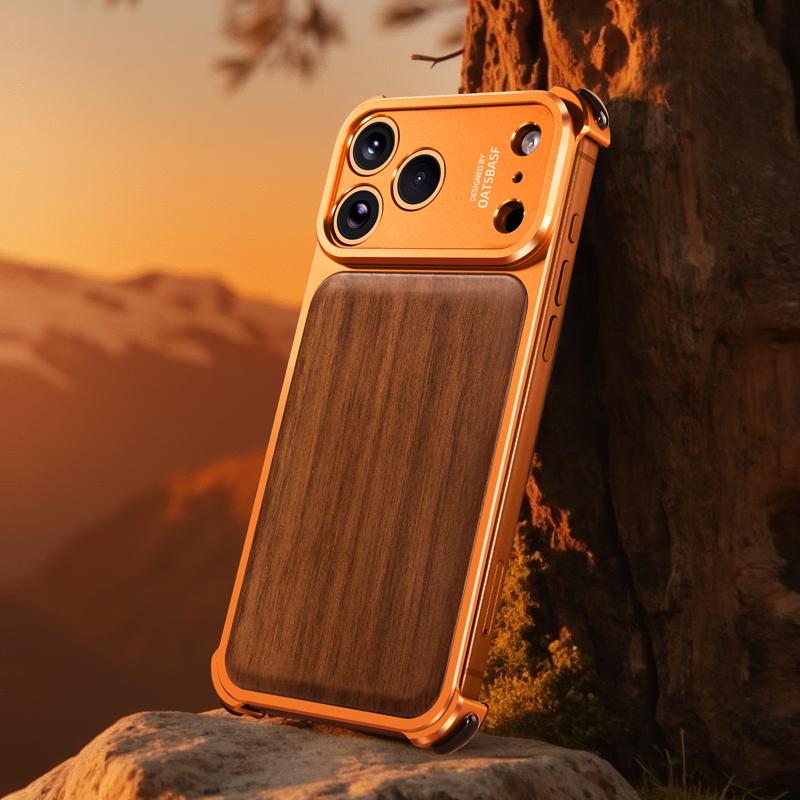Oatsbasf Solid Wooden Phone Case for iPhone 17 Pro Max/17 Pro Magsafe Frameless Wireless Charging Shockproof Protective Cover