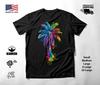 Tropical Palm Tree Neon Graphic T-Shirt Black Unisex S-2XL