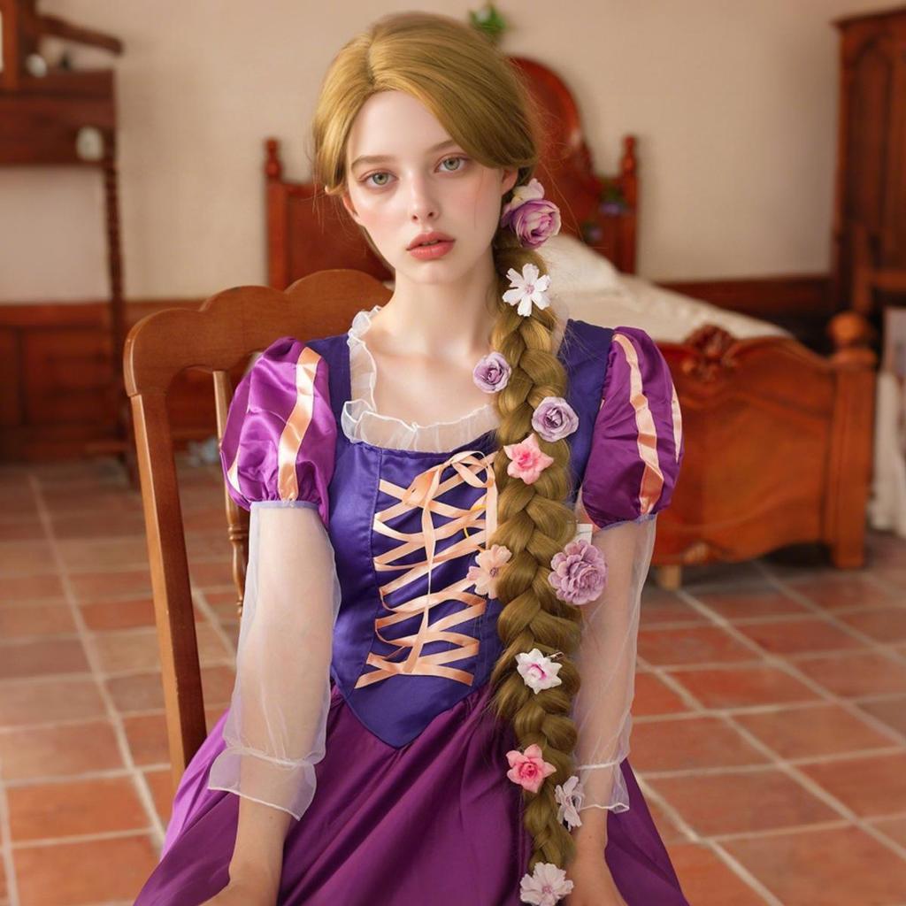Rapunzel Kostüm Peruk Ekstra Uzun Sarı Düz Saç | Cadılar Bayramı ve Cosplay | Doğal Görünüm | Hafif Ayarlanabilir Başlık (Kadınlar için mükemmel)
