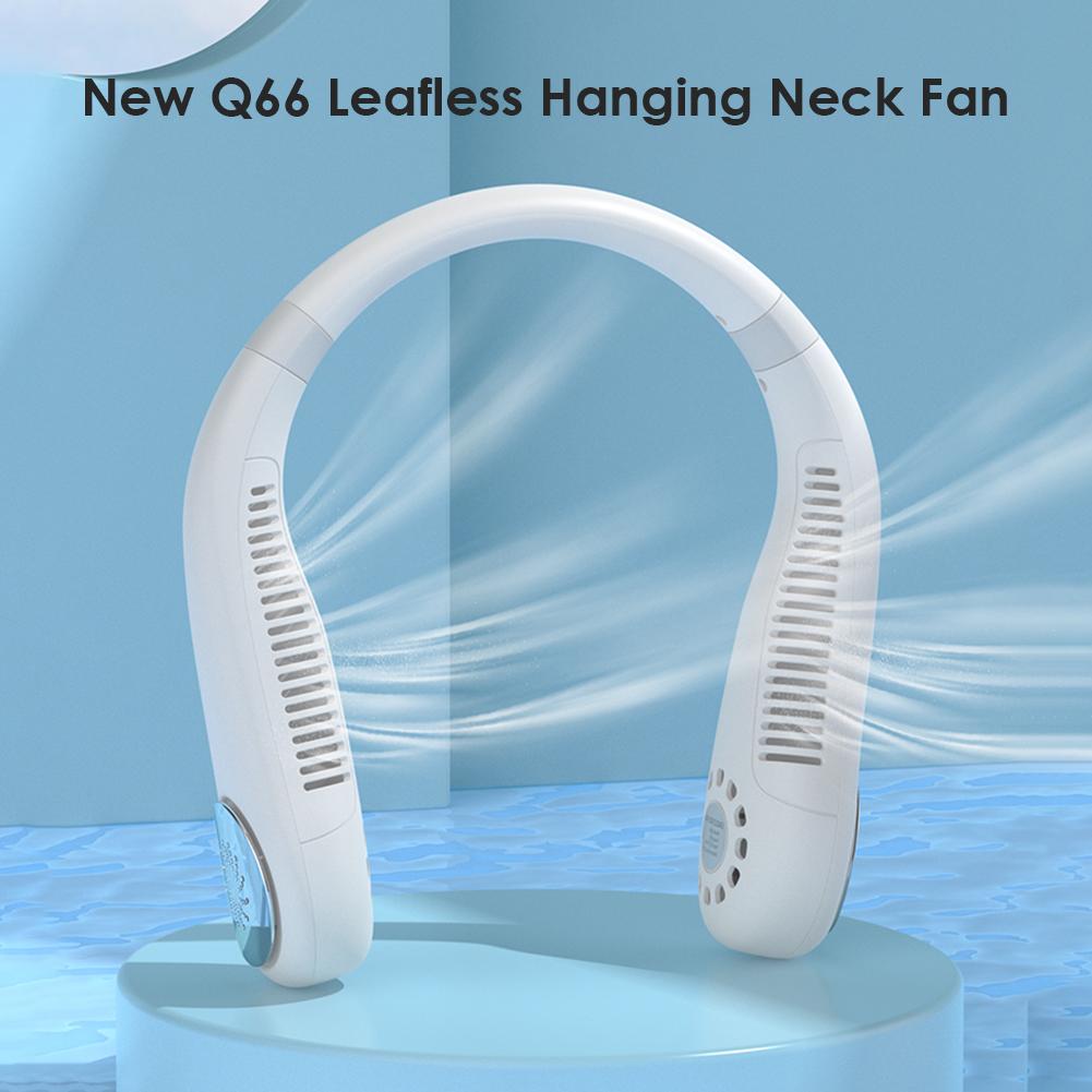 New Mini 3 Speeds Bladeless Fan Hanging Dual Cooling Neck Fan USB Portable Rechargeable Silent Ventilator for Outdoor Travel Indoor