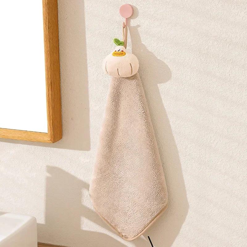 Coral Velvet Pocket Cute Hand Towel Bathroom Hanging Absorbent Towel Kitchen Bathroom Square Towel хаки