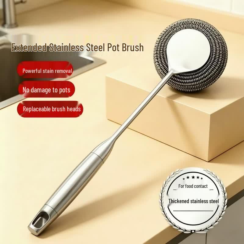 Stainless Steel Long Handle Pot Scrubber