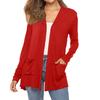 Women's Fashion Solid-Colour Long-Sleeved Pocketed Slim-Fit Cardigan Jacket