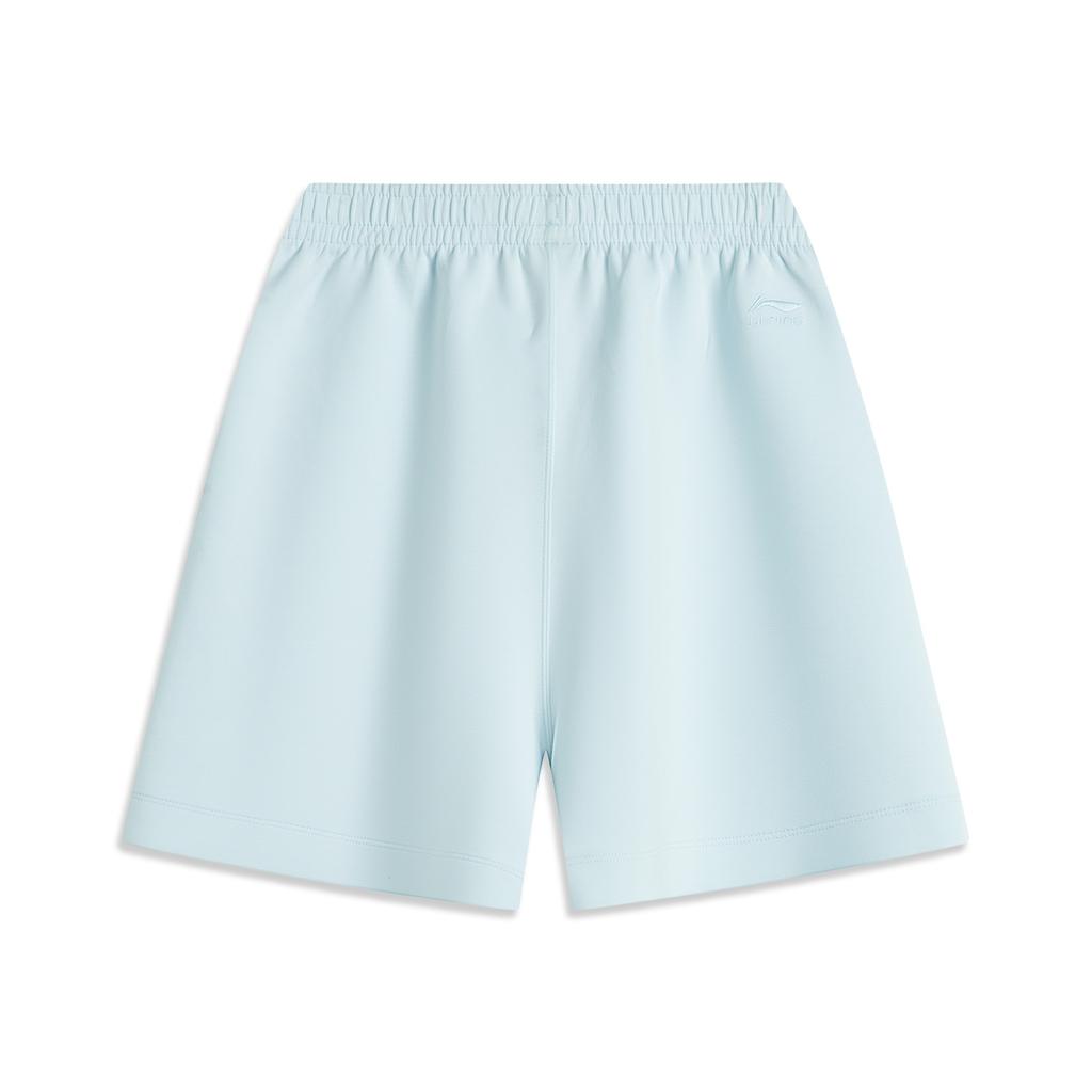 Li Ning Sports Trend Series Solid Color Mid Waist Breathable Versatile Straight Casual Shorts Women Shorts Light-Sky-Blue AKSV178-1