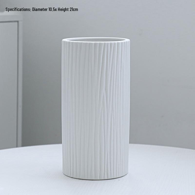 White Ceramic Frosted Vase - Nordic Minimalist Design for Dry Flowers, Hydroponic Display, Modern Desktop Ornament for Living Room Decor