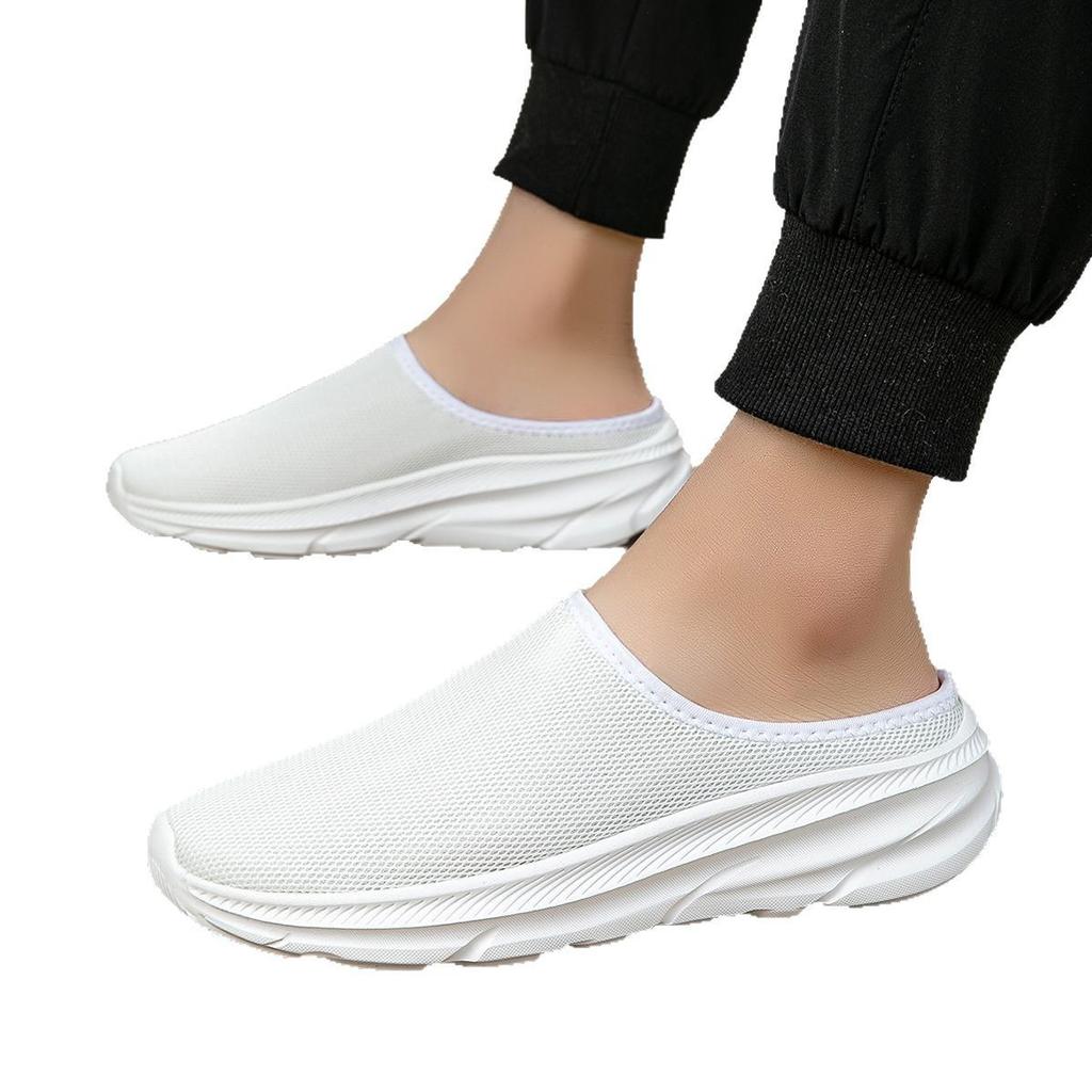 Women's Shoes Large Size Summer Mesh Ultra-light and Breathable Couple Lazy Shoes Outdoor Casual Half-drag Mesh Shoes Women