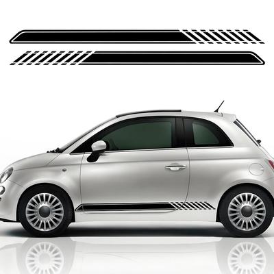 2PCS Car Long Striped Stickers Car Side Skirt Body Door Decals Racing Sides Stripes Decoration Decals For Fiat 500 Abarth Punto