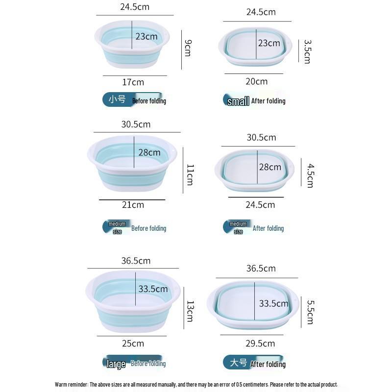 Foldable, Thickened Plastic Basin for Home Use: Face Wash, Veggie Washing, Portable Laundry - Retractable and Space-Saving Design.