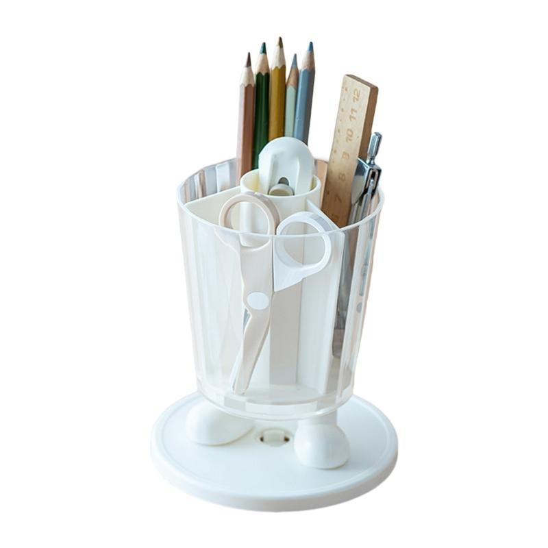 

Вращающийся держатель для ручек для стола, подставка-стакан для ручек и карандашей, вращающаяся на 360 градусов, органайзеры для стола для офиса, школы прозрачный белый