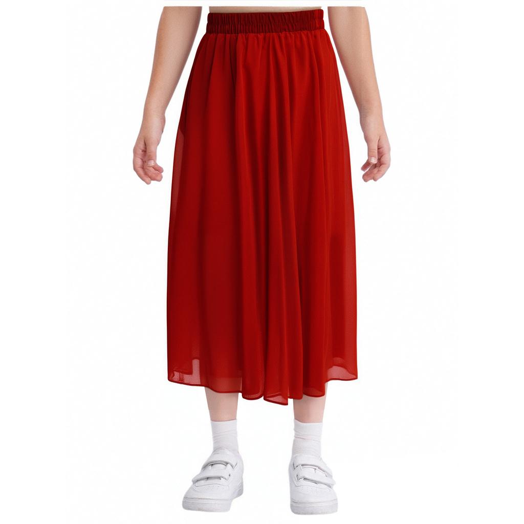 Girls 360 Degree Double Layer Dance Skirt High Waist Elastic Waistband Practice Skirt Stage Performance Skirt