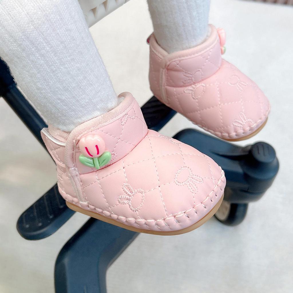 Adorable Soft Sole Winter Baby Shoes with Magic Stickers - Anti-Slip & Warm for 0-1 Year Olds