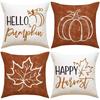 Pumpkin Maple Leaf Letters Pillow Cover Autumn Harvest Linen Print Sofa Cushion Pillow Cover