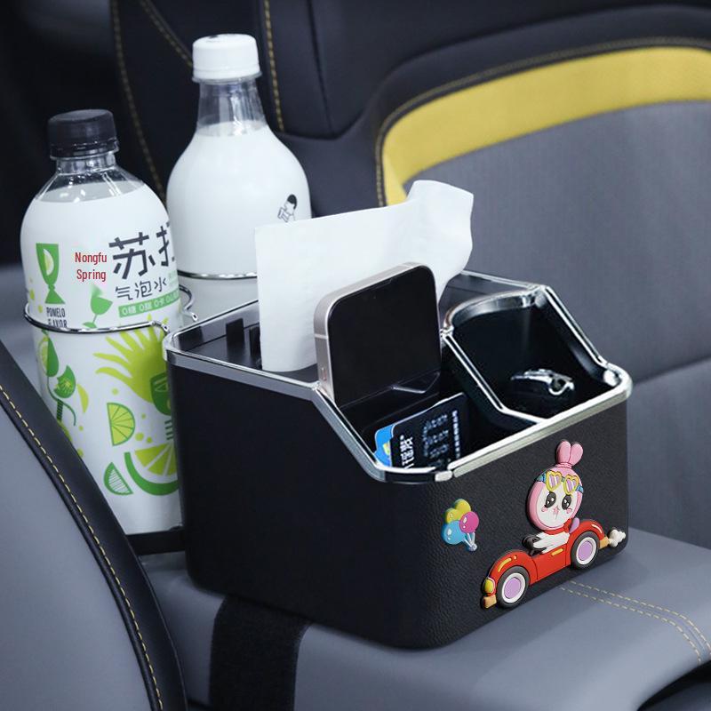 Multifunctional Car Tissue Holder & Storage Box - Cartoon Design