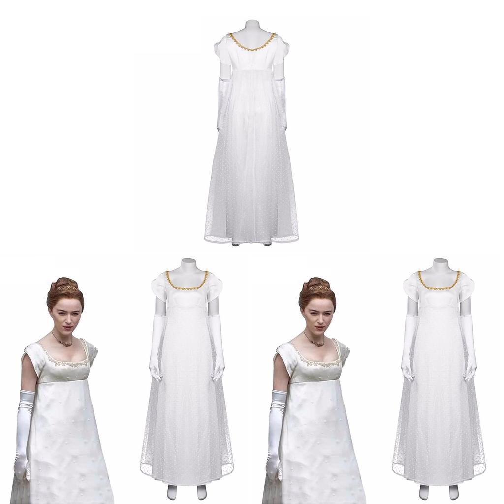 Bridgerton Season Vintage Dress With High Waist Victorian Tea Gown For Halloween Cosplay