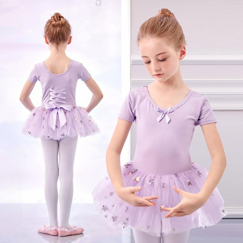 Children's Dance Clothes Girls Spring and Summer Short-sleeved Chinese Dance Clothes Practice Clothes Girls Dance Clothes Tutu Princess Dress
