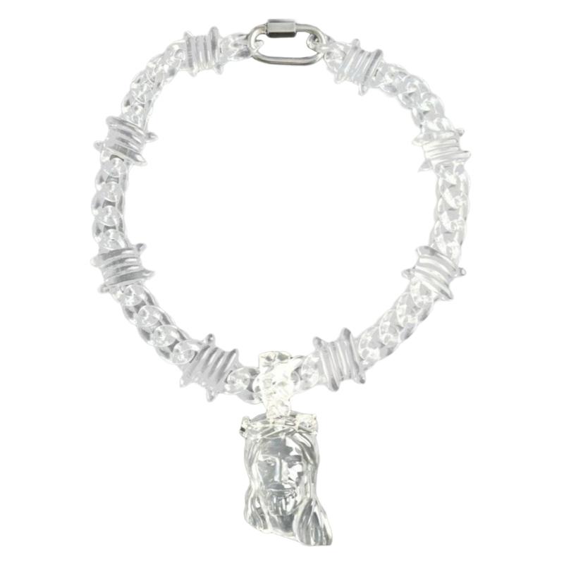 Vintage Oval Resin Collar Necklace Exaggerated Paperclip Chain Choker with Oval Resin Designs for Parties Gathering 1