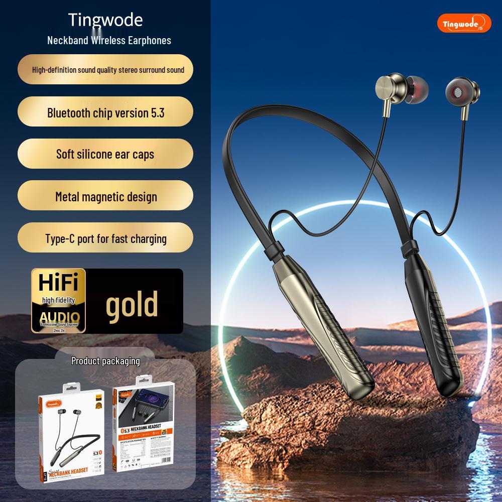 Neck-Hanging Wireless Bluetooth Earphones: Large Capacity, Long Battery, HD Calls, Sweatproof