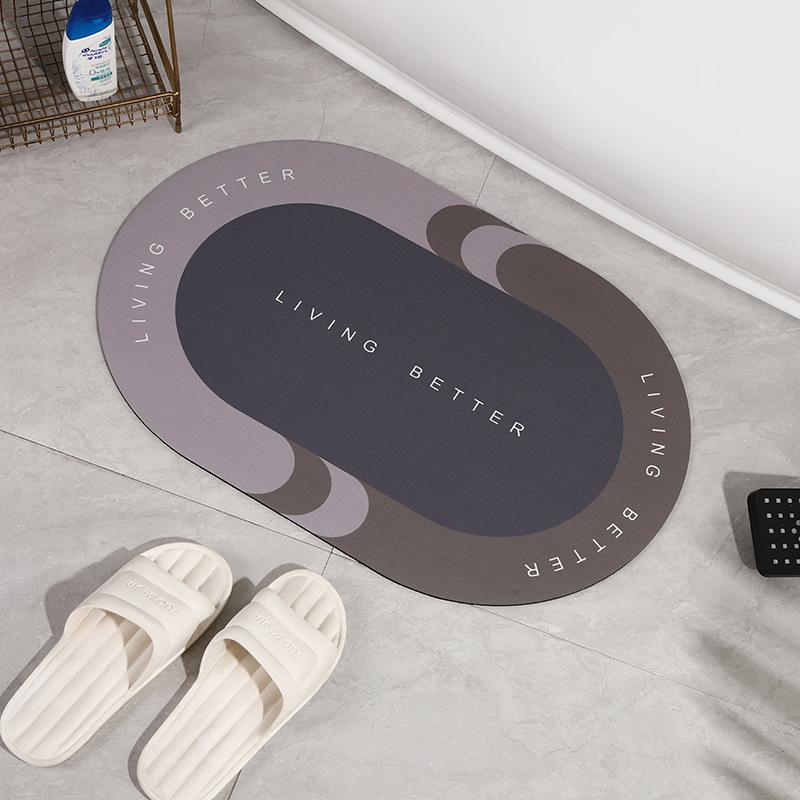Oval Home Bathroom Diatom Mud Floor Mat Balcony Kitchen Absorbent Non-slip Mat Door Entry Square Door Mat