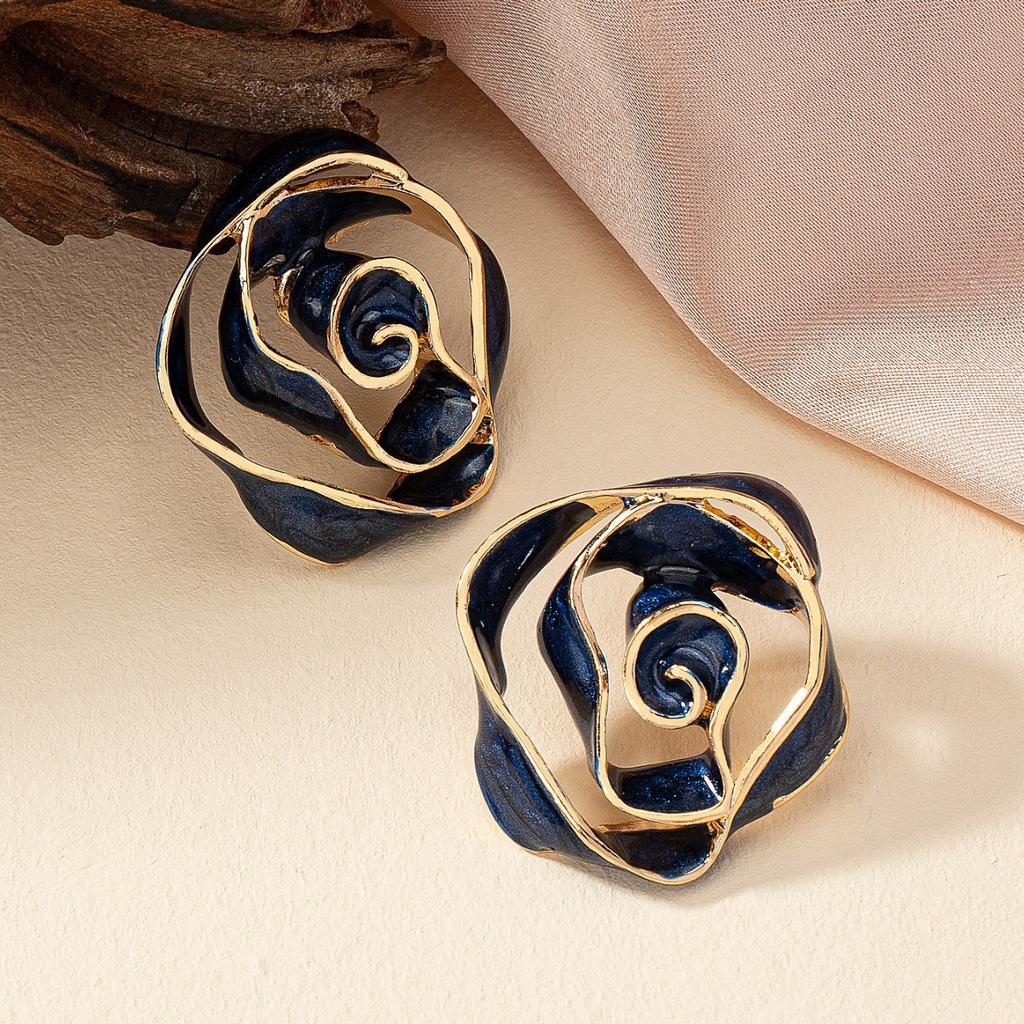 Niche Fashion Design Sense Geometric Enamel Glaze Earrings Female Japanese And Korean Internet Celebrity Temperament Simple Stud Earrings