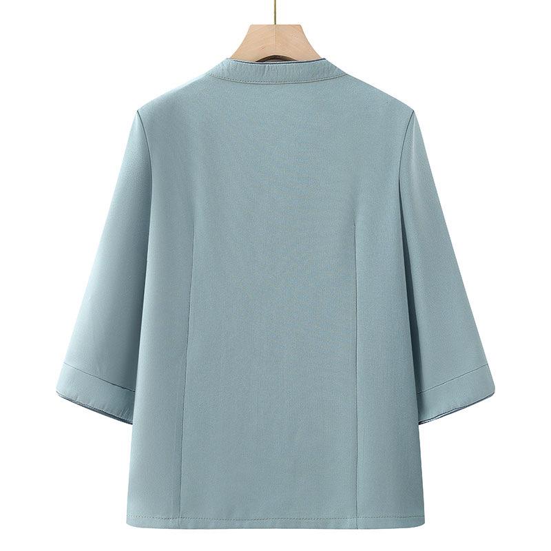 Chinese Style Embroidered Summer Shirt for Elderly Women