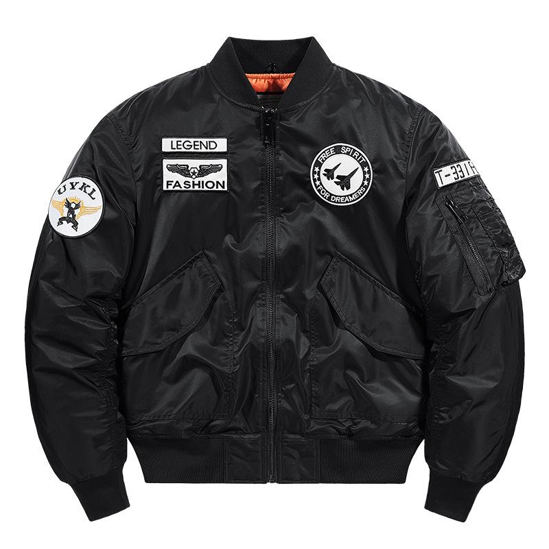 Autumn and Winter Thick Men's Jacket Large Size Stand-up Collar Thickened Thermal Cotton-padded Clothes Removable Collar Flight Jacket Jacket Men