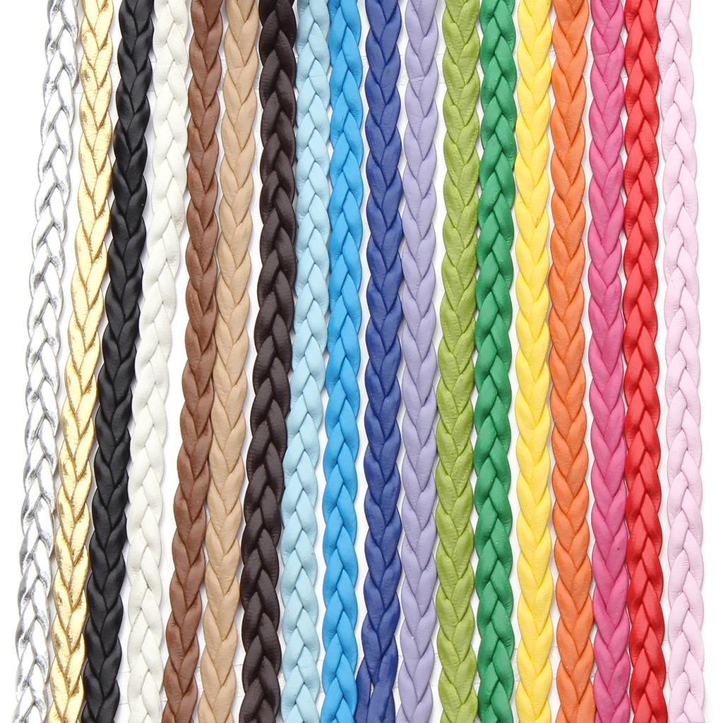 10 Iarde/lotto Corde Colorate Intrecciate in Pelle PU 5mm Piatte Filo Corda DIY per Creazione Gioielli Braccialetto Collana Catena Borse Materiali