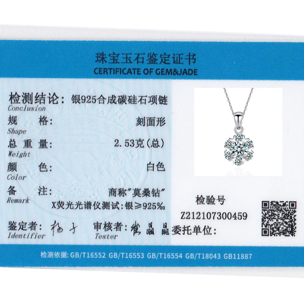 Vinregem 100% 925 Sterlingsilber VVS1 3EX D Farbe 1CT 6,5 MM Echter Moissanit Diamant Edelstein Blume Anhänger Halskette Echtschmuck GRA