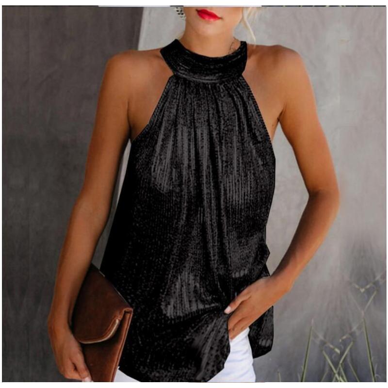 Women's Plus Size Tank Top Summer Hanging Neck Slimming Vest Solid Color Camisole