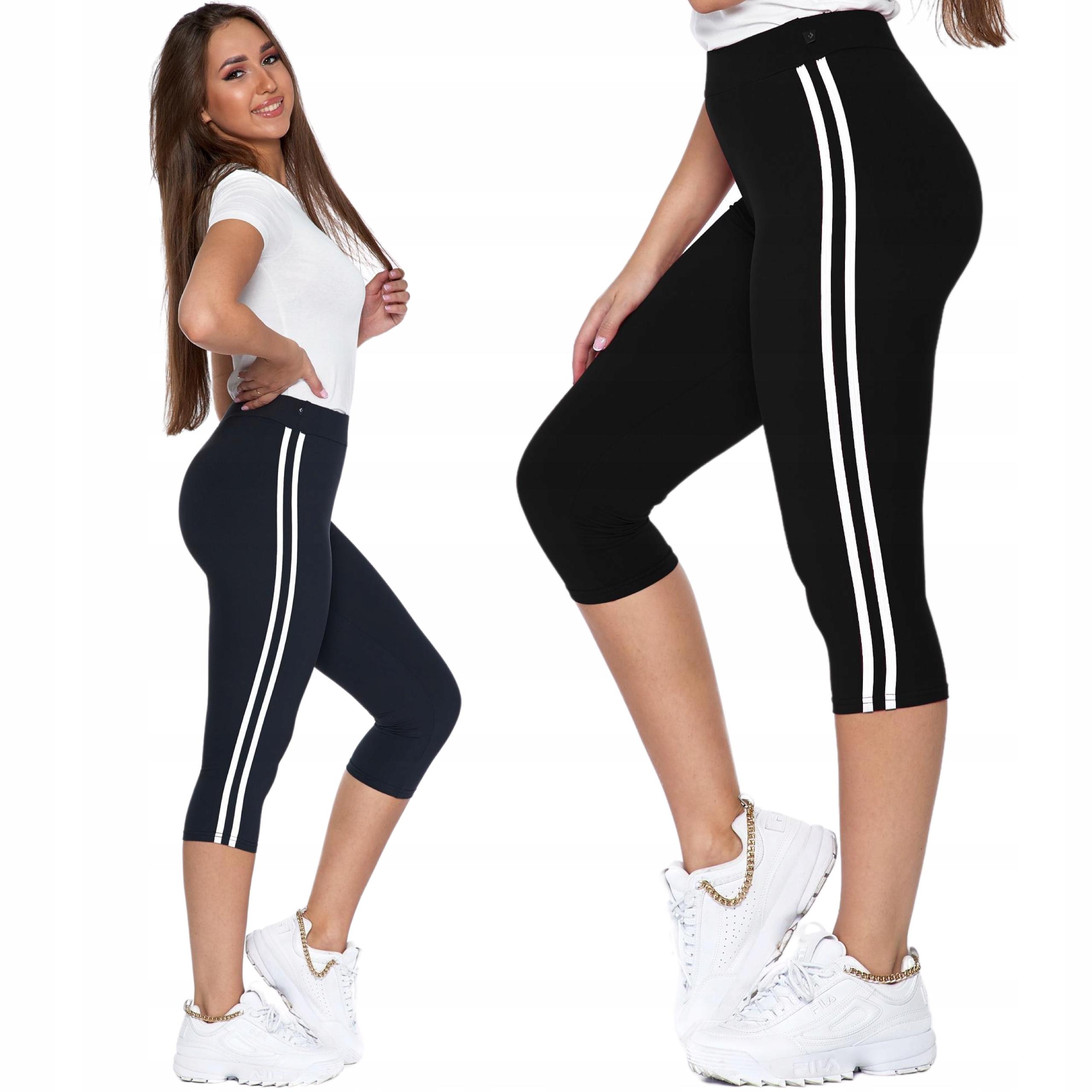 Dames Sportlegging 3/4 Klassiek Zwart met Streep MORAJ L/XL zwart black