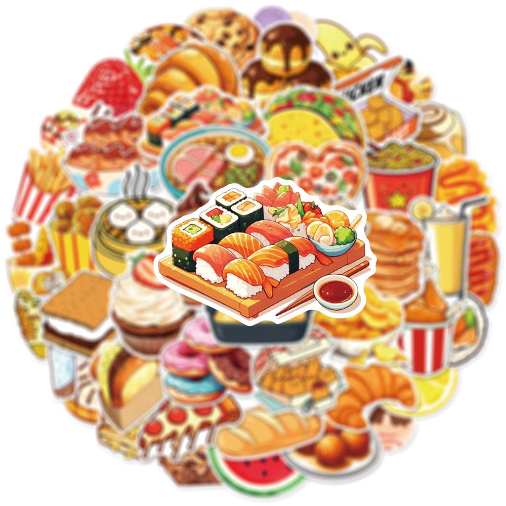 10/30/50 Stück Leckere Lebensmittel & Getränke Aufkleber Burger Pommes Graffiti Decals DIY Gepäck Scrapbook Tagebuch Belohnung Niedlicher Cartoon Aufkleber