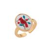 Colorful Flower Bird Butterfly Adjustable Copper Open Ring