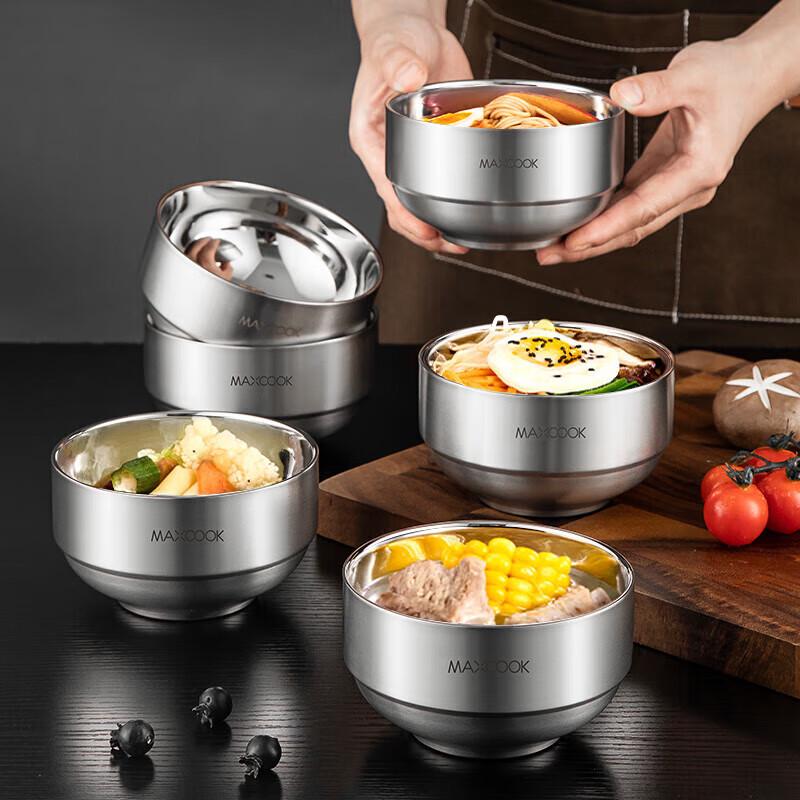 MeiChu 304 Stainless Steel Double Wall Bowls, 4-Pack