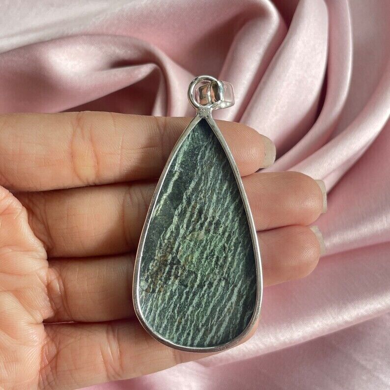 Green Swiss Opal Pendant With Silver Chain Necklace 925 Sterling Silver Pendant