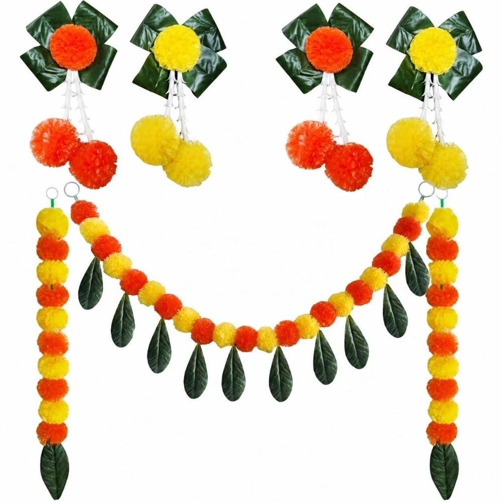 Long Strands Marigold Garland Colorful Artificial Flower Artificial Marigold Wreath Decorative Hanging Calendula Garland