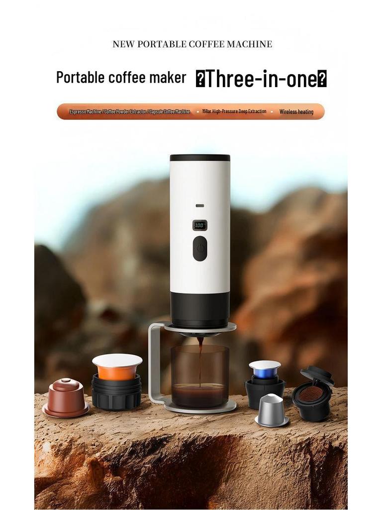 Compact Multi-Purpose Electric Coffee Maker: For Home, Travel, Outdoor, Powder & Capsule Use