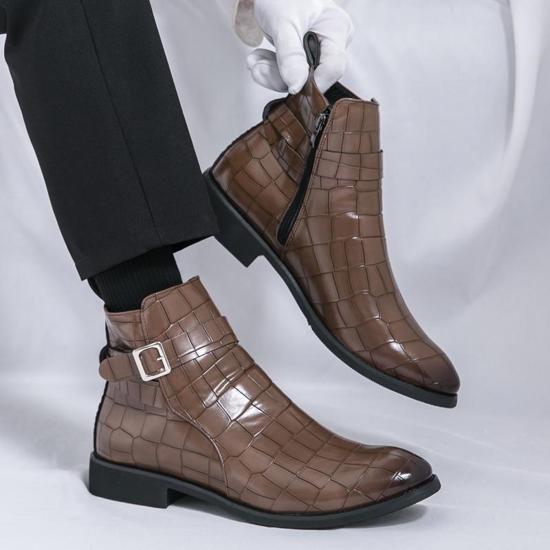 Herren Leder Chelsea Boots im Britischen Stil: Große Größe, Herbst/Winter Mode