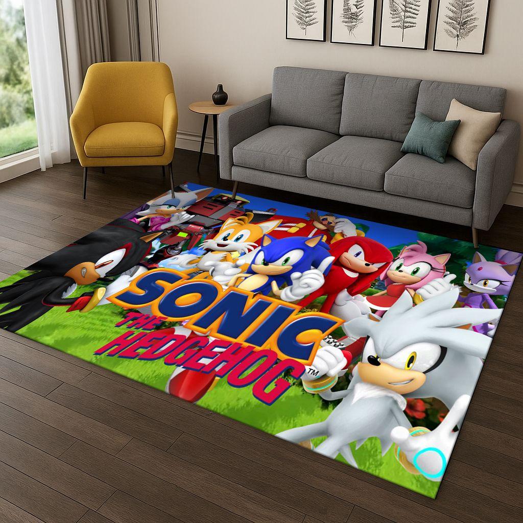 3D S-Sonic Cartoon Game Carpet Rug for Bedroom Living Room Sofa Doormat Home Decor,Kids Play Area Rug Non-slip Christmas Gift