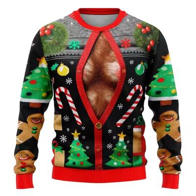 Fashion Ugly Christmas Sweater Funny Xmas Graphic Sweatshirt Santa Claus Cosplay Pullovers Boy Crewneck Polyester Tracksuit