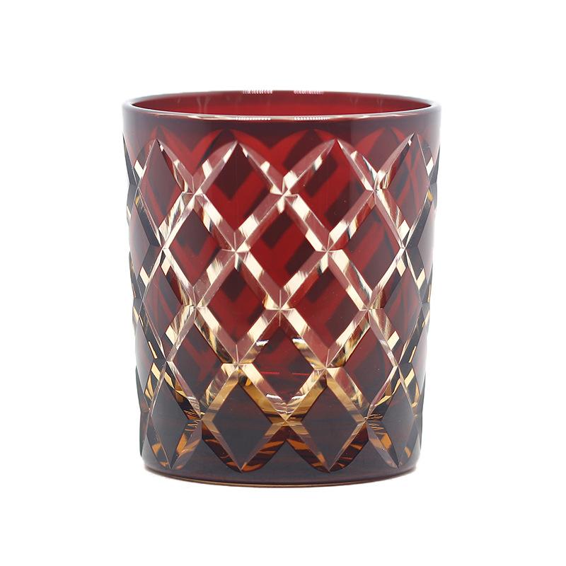 Jinzhi Edo cut crystal glass whiskey glass Riwei hand-carved rhombus pattern hand-carved