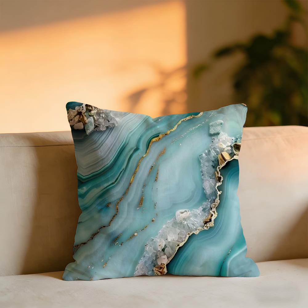 Marble Texture Cushion Cover Cozy Velvet Throw PillowSoft Warm Cushion For Sofa Bed