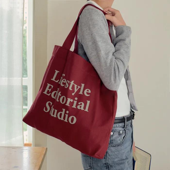 SLOGAN WASHED ECO BAG - 5COLORS